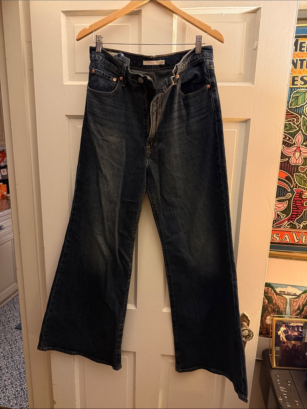 Levi’s Ribcage Bell High-Rise Wide-Leg Jeans in Dark Blue for Women